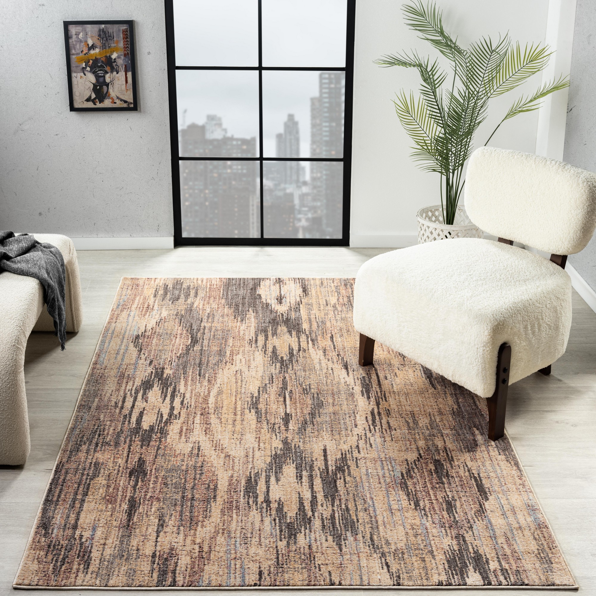 Alia 654a5 Modern Abstract Rugs In Antha Sand